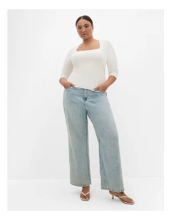 Anny Square Neck Top in Ivory