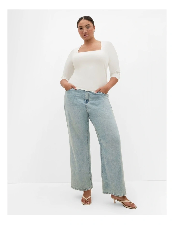 Anny Square Neck Top in Ivory image 1