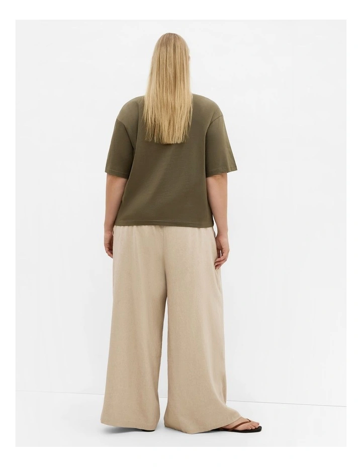 Oversized Crew Neck Tee in Khaki image 2