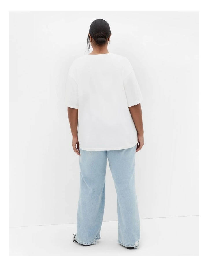 Oversized Crew Neck Tee in Ivory image 2