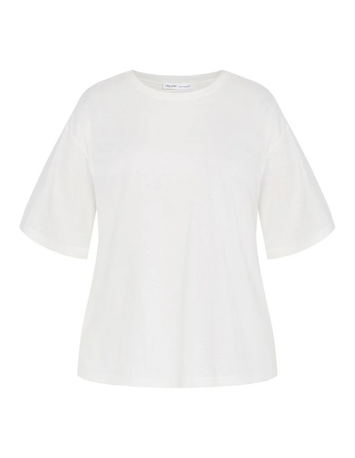 Oversized Crew Neck Tee in Ivory image 3
