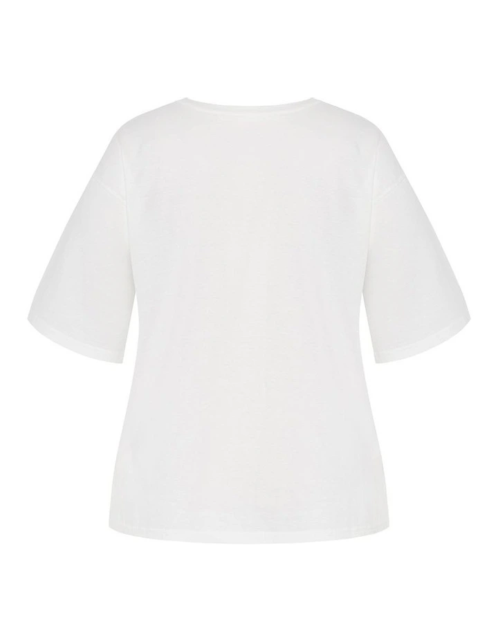 Oversized Crew Neck Tee in Ivory image 4
