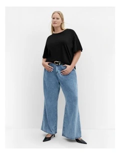 Oversized Split Tee in Black