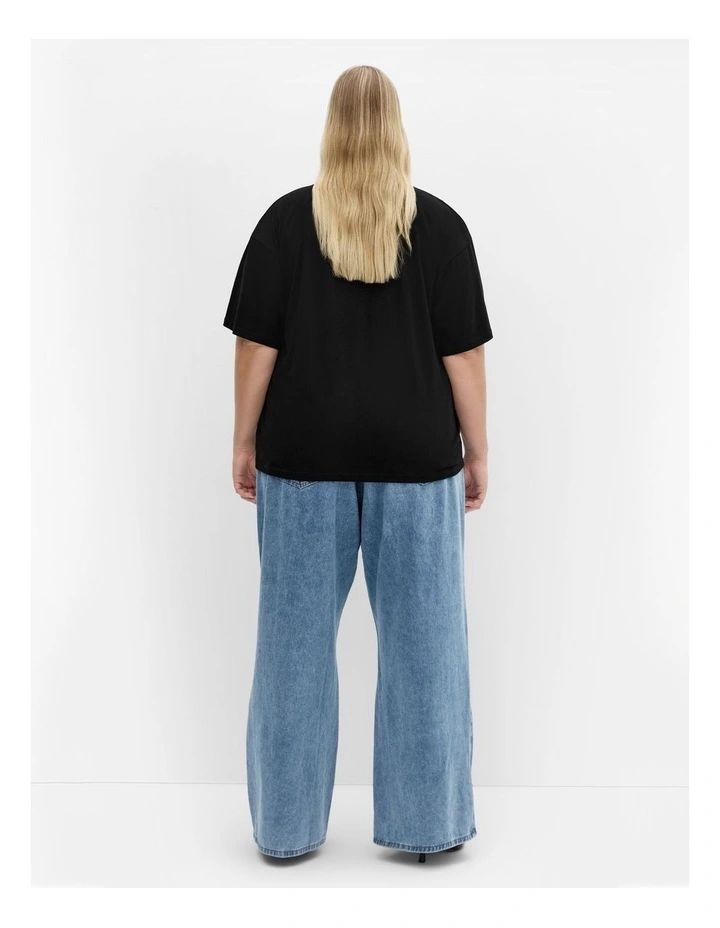 Oversized Split Tee in Black image 2