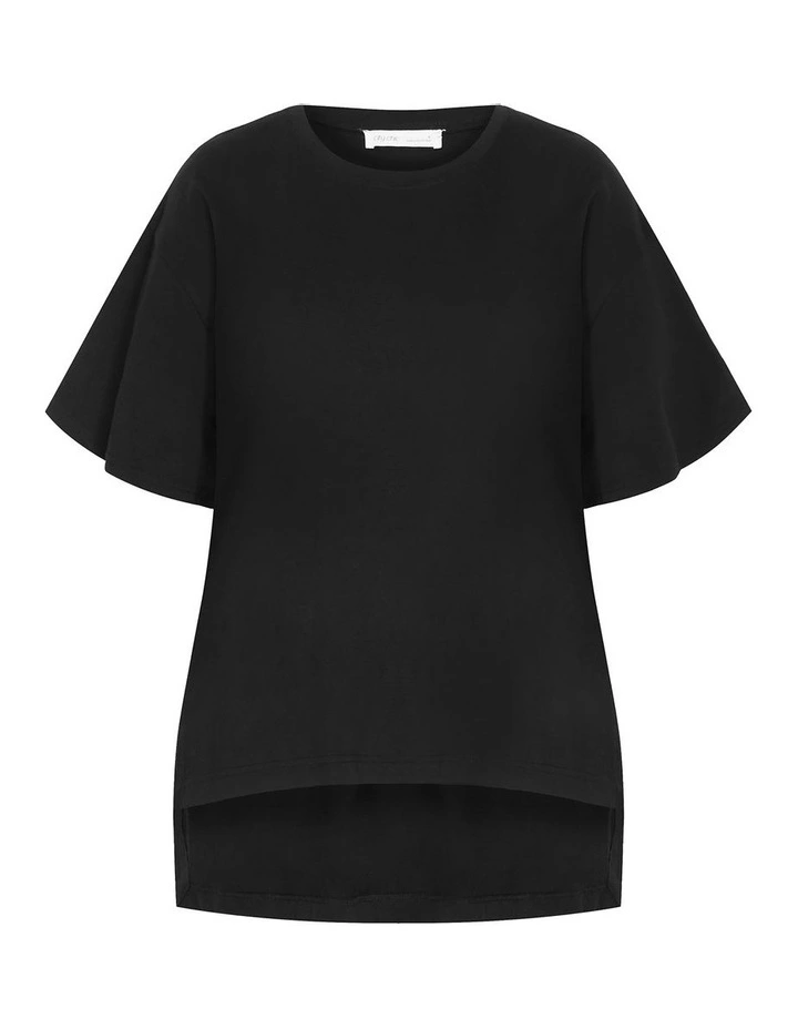 Oversized Split Tee in Black image 3