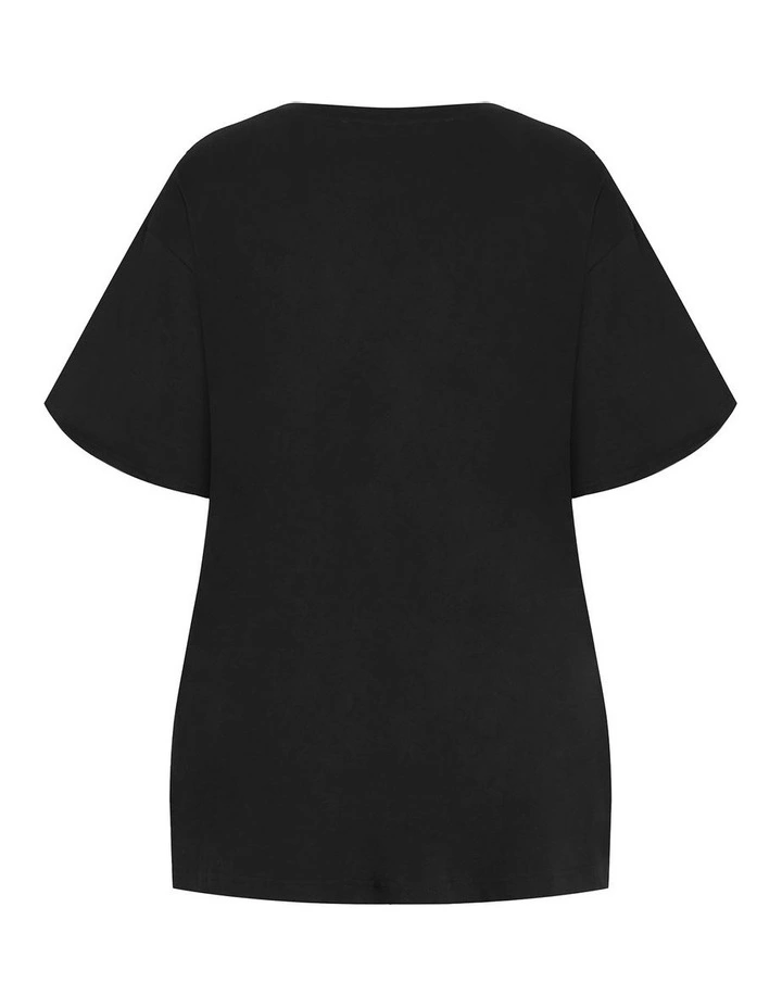 Oversized Split Tee in Black image 4