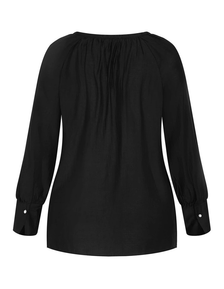 Felicity Relaxed V Neck Shirt in Black image 4