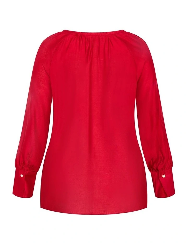 Felicity Relaxed V Neck Shirt in Red image 4