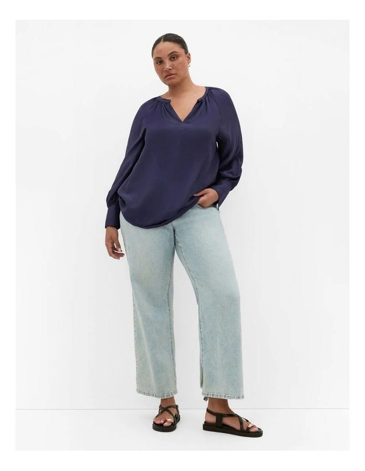 Felicity Relaxed V Neck Shirt in Navy image 1
