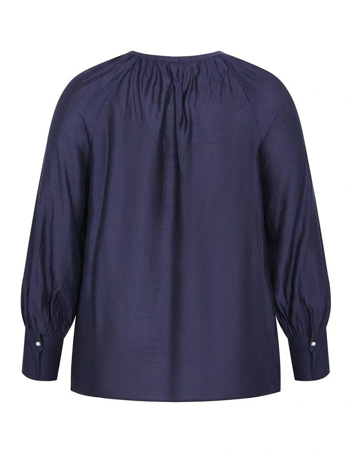 Felicity Relaxed V Neck Shirt in Navy image 4