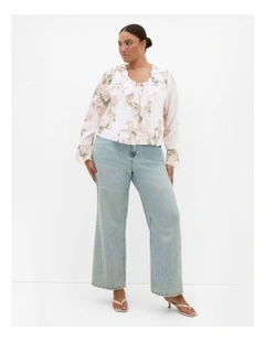 Luscious Print Ruffle Top in Ivory