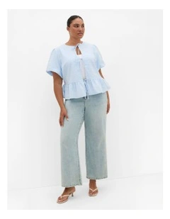 Jolie Mini Gingham Top in Sky Blue