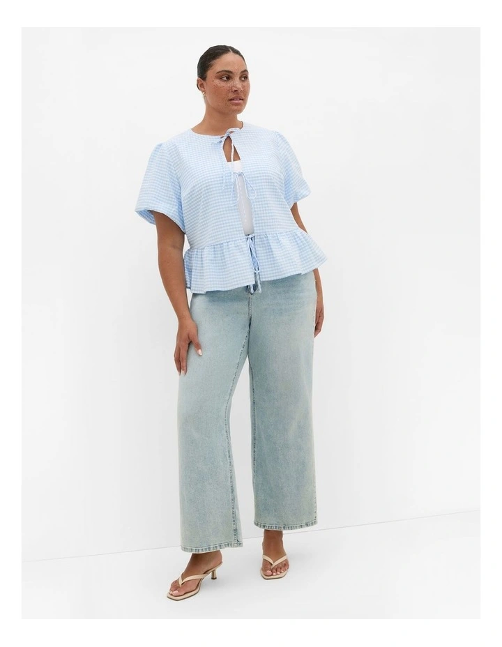 Jolie Mini Gingham Top in Sky Blue image 1