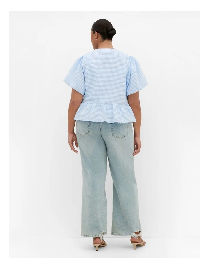 Jolie Mini Gingham Top in Sky Blue image 2