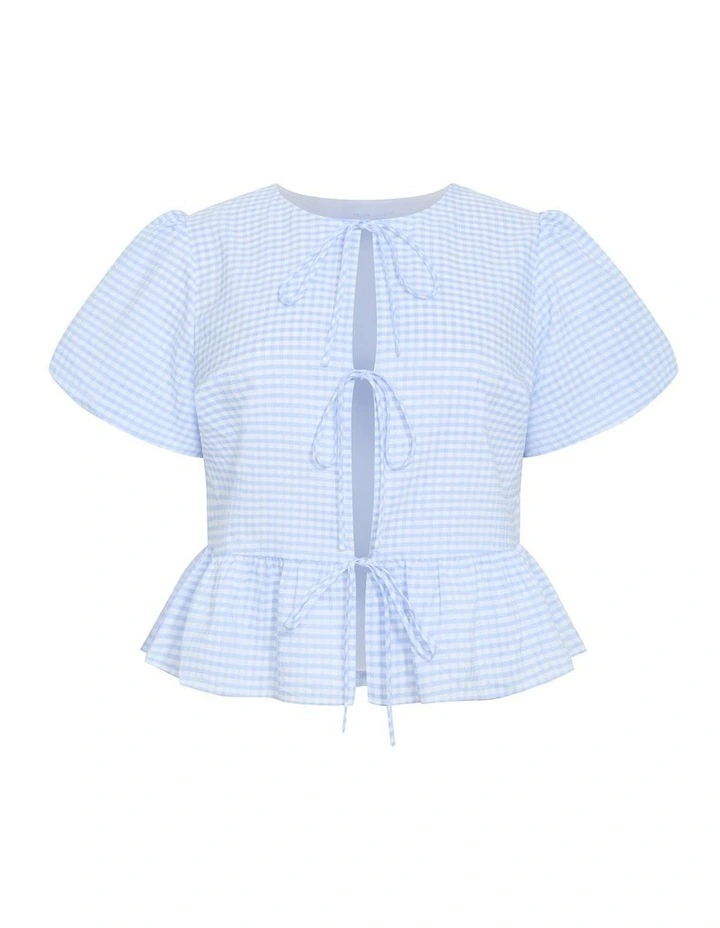 Jolie Mini Gingham Top in Sky Blue image 3