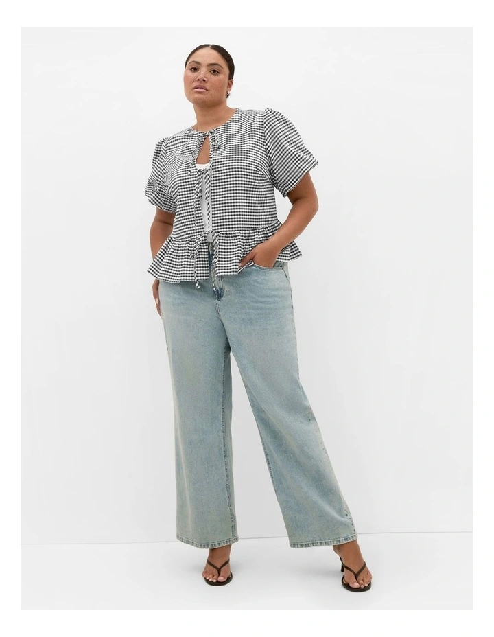 Jolie Mini Gingham Top in Black image 1