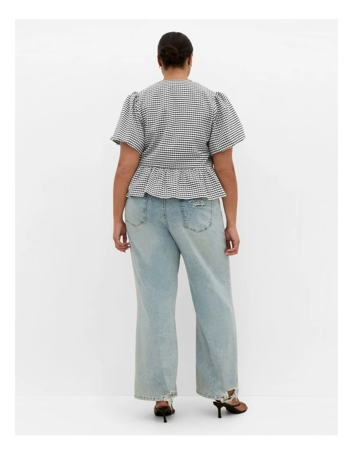 Jolie Mini Gingham Top in Black image 2