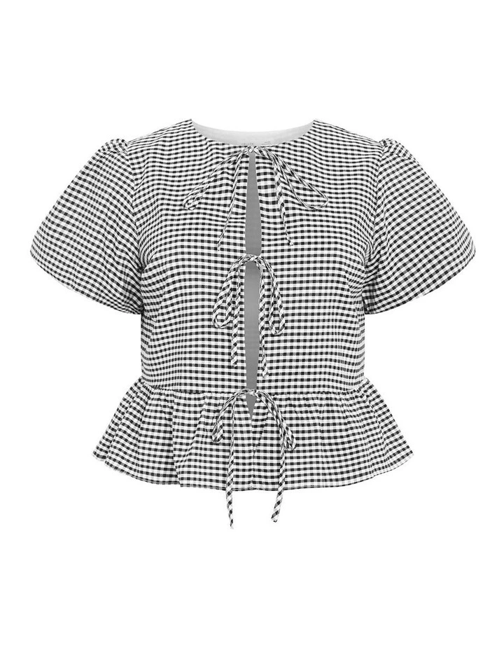 Jolie Mini Gingham Top in Black image 3