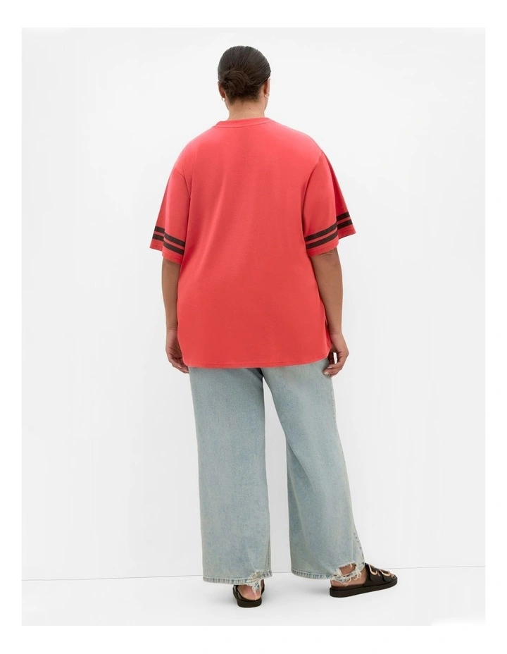 Oversized Tickets Tee in Vintage Red image 2