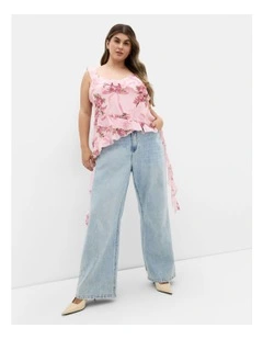 Waverly Frill Print Top in Pink