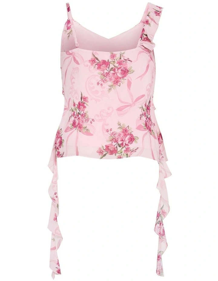 Waverly Frill Print Top in Pink image 4