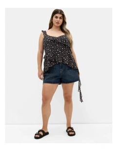 Waverly Frill Print Top in Black