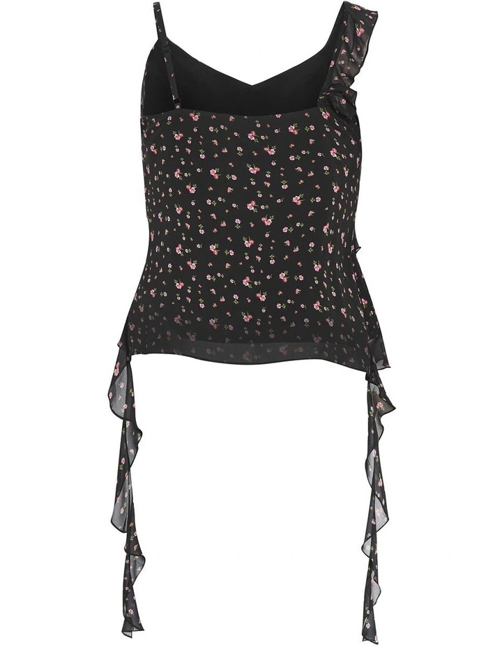 Waverly Frill Print Top in Black image 4