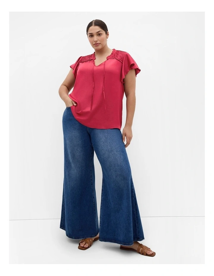 Drama Queen Short Sleeve Shirt in Deep Rosewood image 1