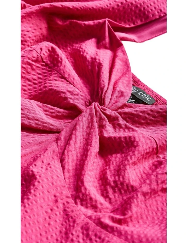 Hermione Balloon Sleeve Textured Dress in Pink image 6