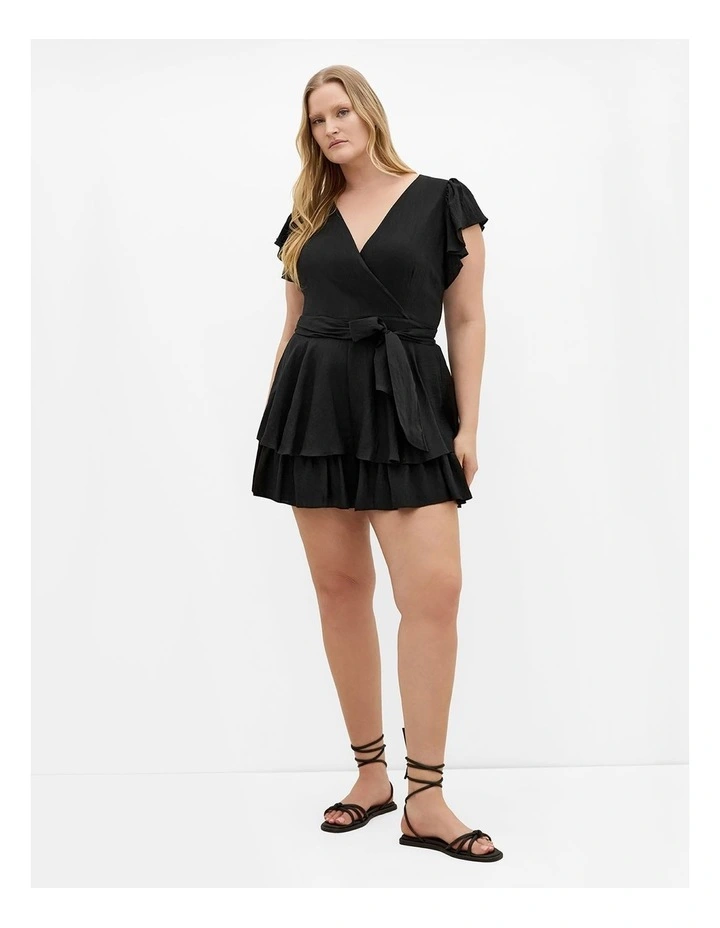 Sunny Frill Playsuit in Black image 1
