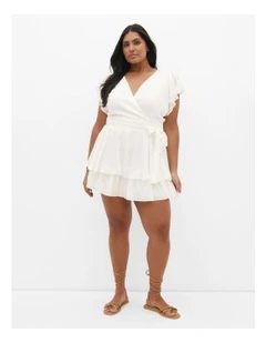 Sunny Frill Playsuit in Ivory