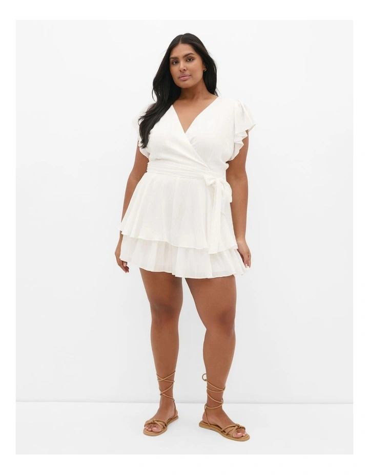 Sunny Frill Playsuit in Ivory image 1