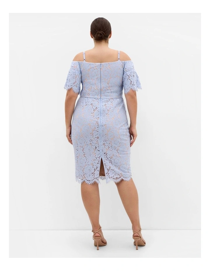 Amelia Lace Midi Dress in Powder Blue image 2
