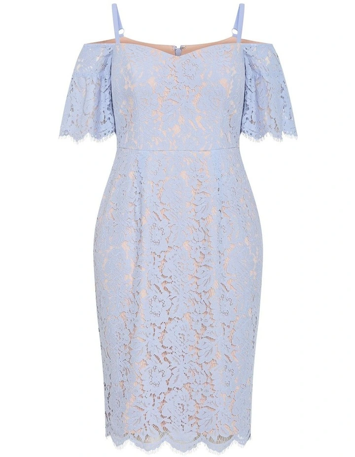 Amelia Lace Midi Dress in Powder Blue image 3
