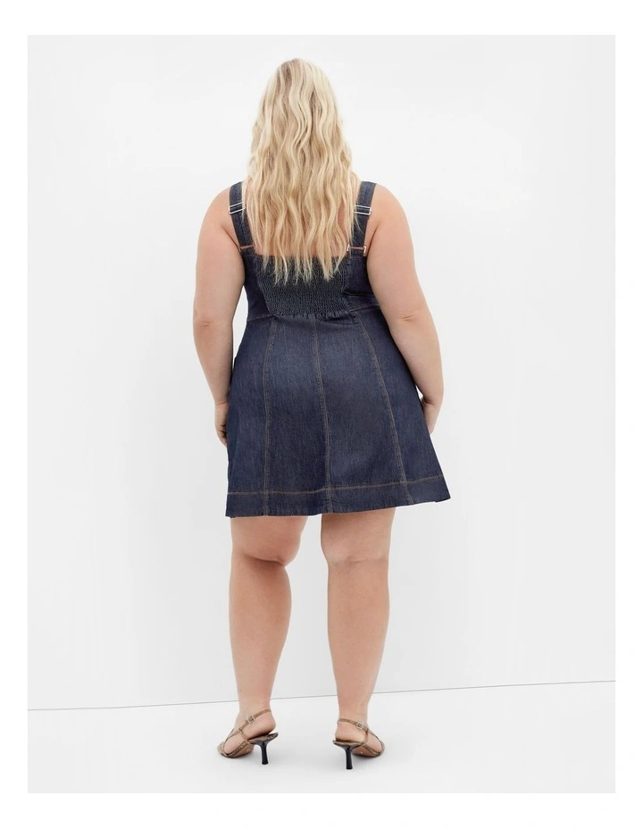 Denim Flare Mini Dress in Dark Wash image 2