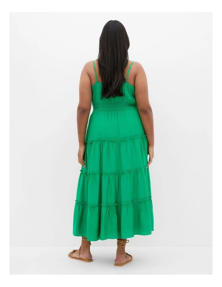 Aiza Tier Midi Dress in Kelly Green image 2