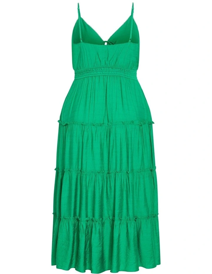 Aiza Tier Midi Dress in Kelly Green image 4