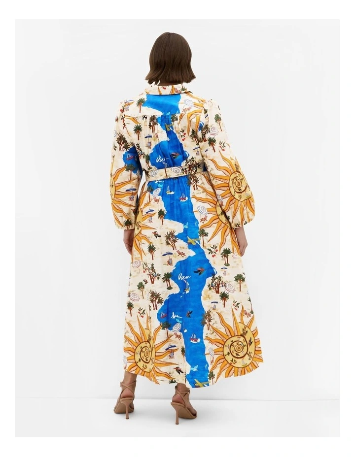 Elysia Placement Print Maxi Dress in Ocean Blue image 2