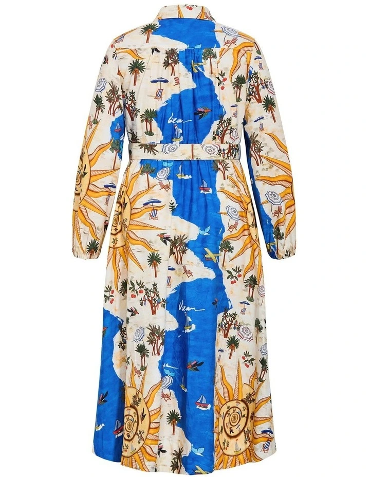 Elysia Placement Print Maxi Dress in Ocean Blue image 4