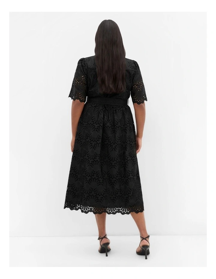 Everlee Broderie Shirt Dress in Black image 2