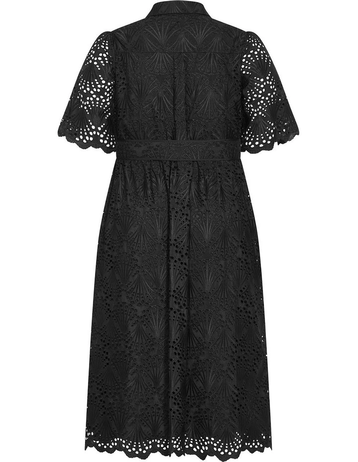 Everlee Broderie Shirt Dress in Black image 4