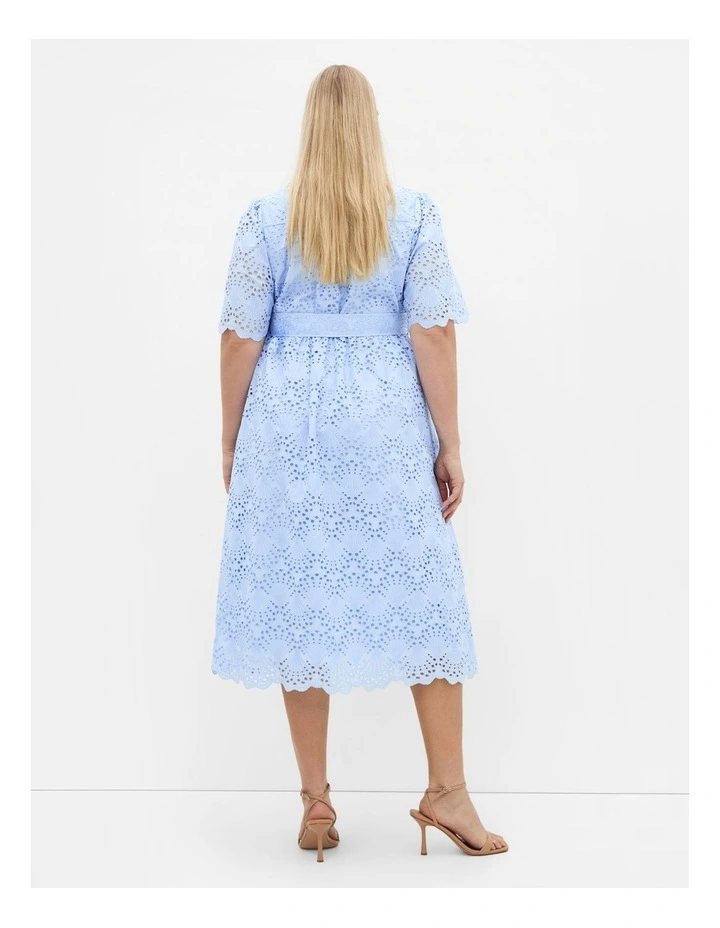 Everlee Broderie Shirt Dress in Soft Blue image 2