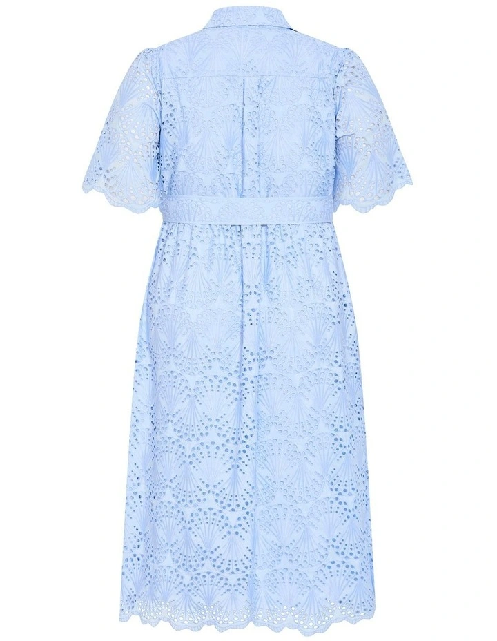 Everlee Broderie Shirt Dress in Soft Blue image 4