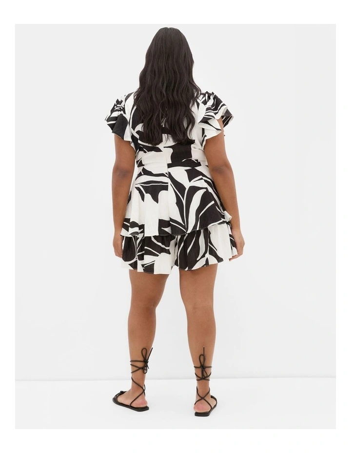 Sunny Frill Mono Print Playsuit in Ivory image 2