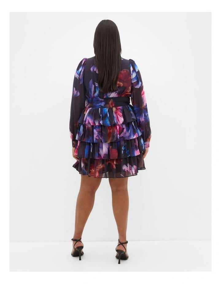 Kailey Print Mini Dress in Dark Purple image 2