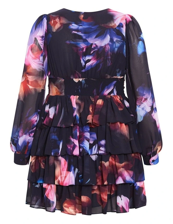 Kailey Print Mini Dress in Dark Purple image 4