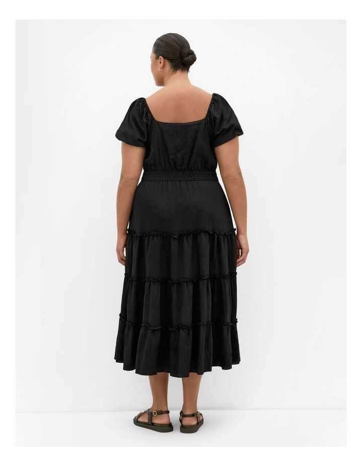 Azola Short Sleeve Midi Dress in Black image 2