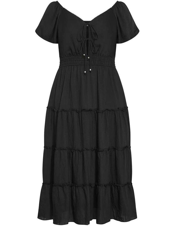 Azola Short Sleeve Midi Dress in Black image 3