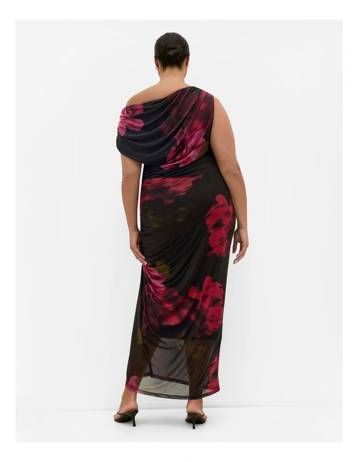 Vivid Mesh Print Maxi Dress in Black image 2