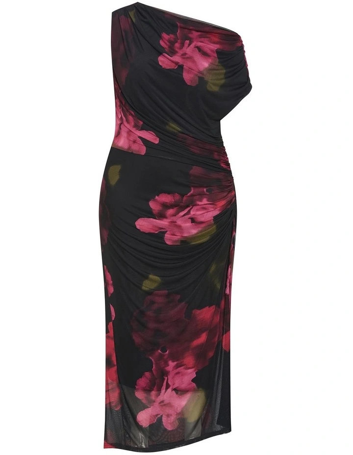 Vivid Mesh Print Maxi Dress in Black image 3